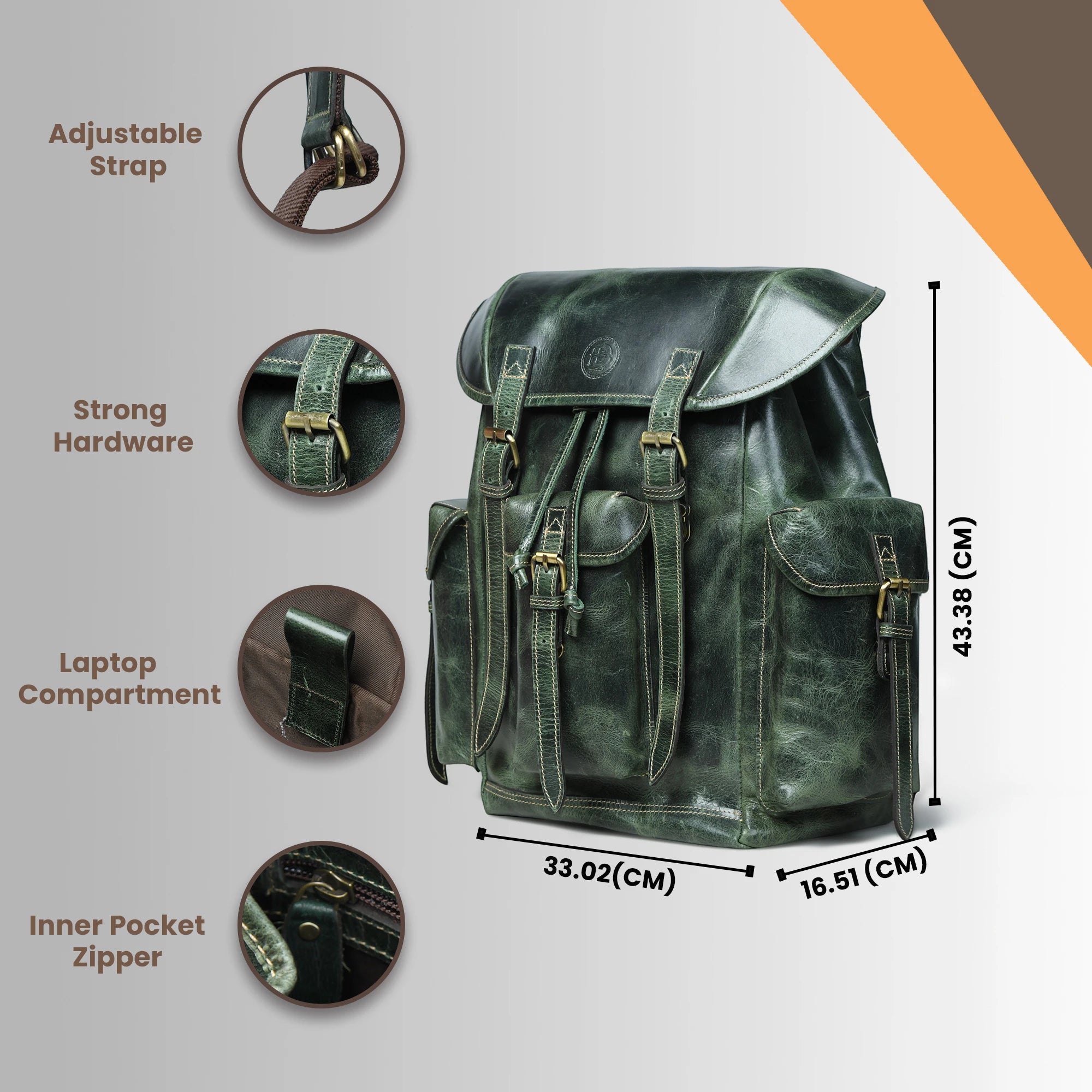 Outlander Vintage Buffalo Leather Backpack – Forest Green