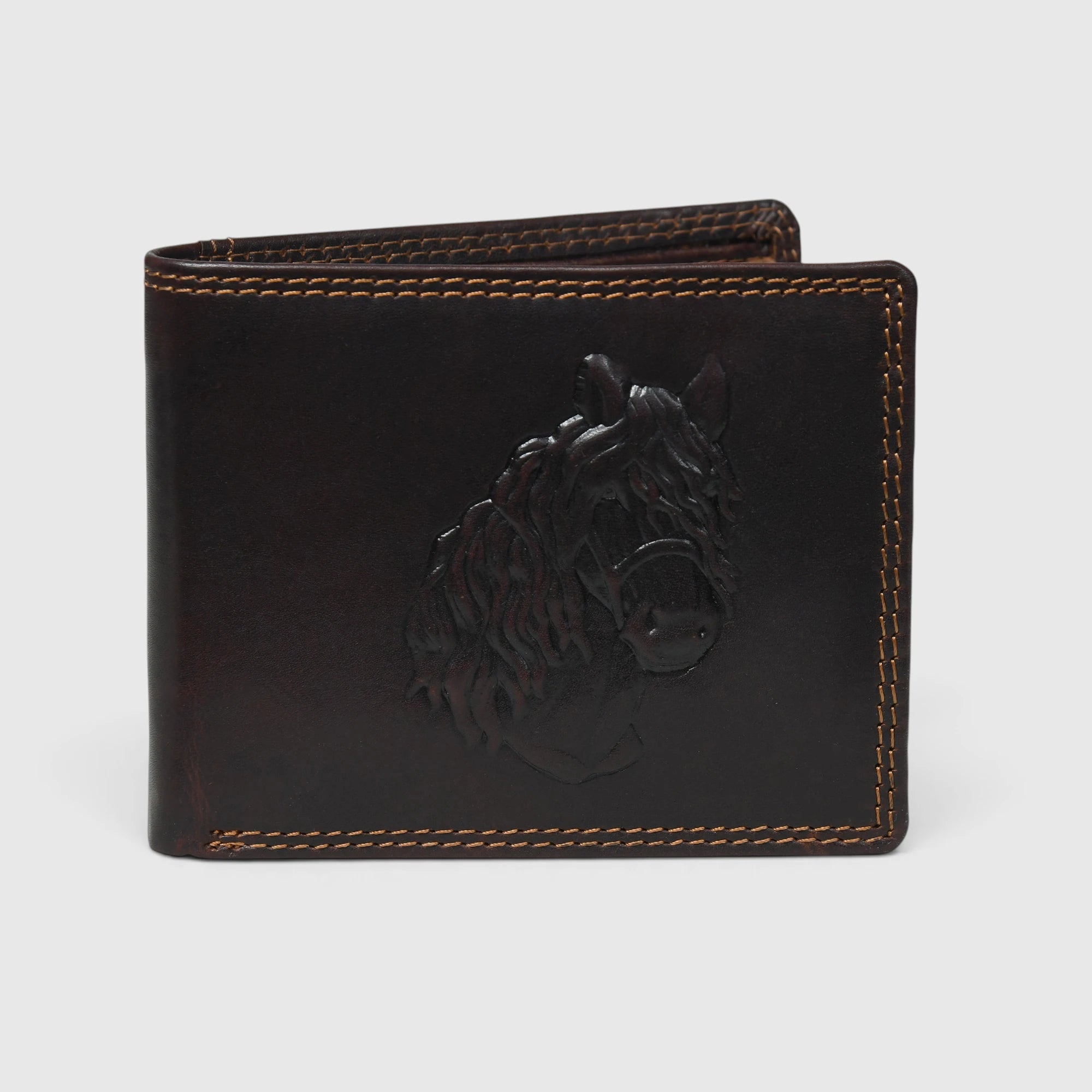 Stallion Crest Vintage Leather Bifold Wallet – Brown Colour