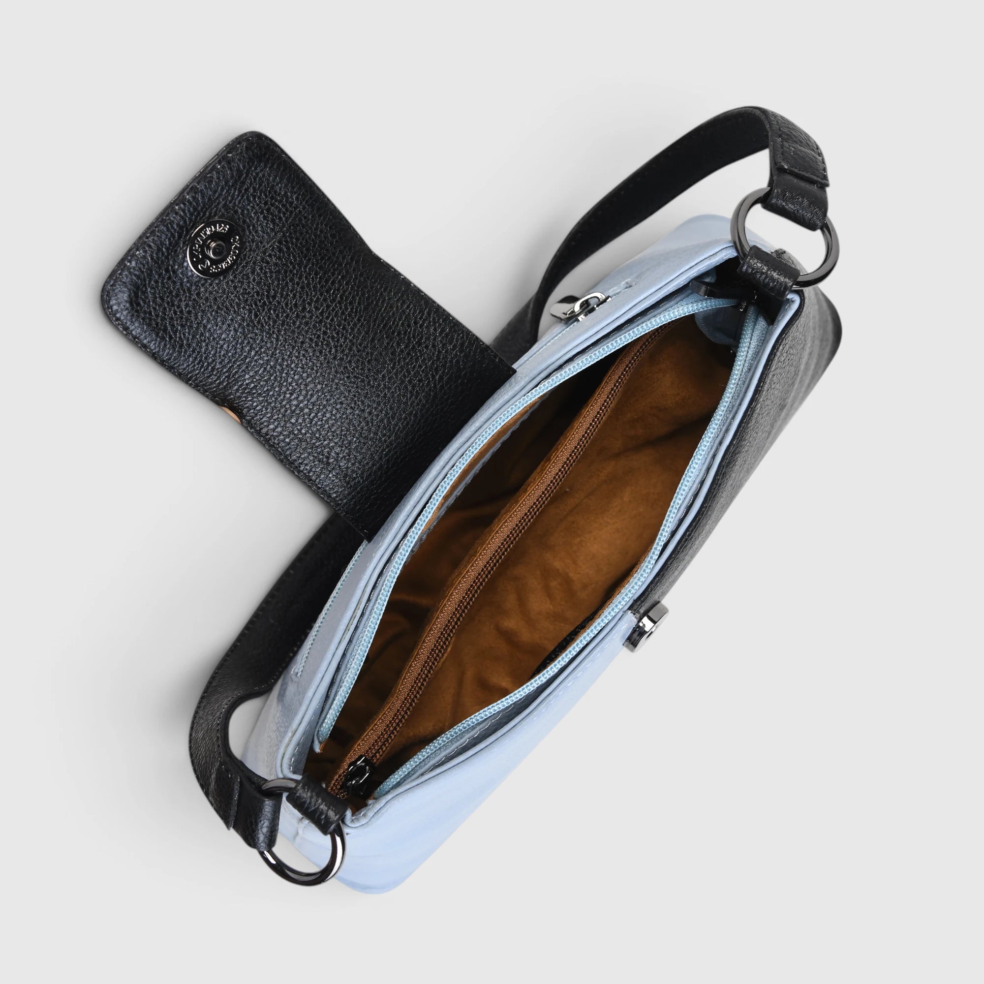 Luna Duo Leather Shoulder Bag - Midnight Blue & Black