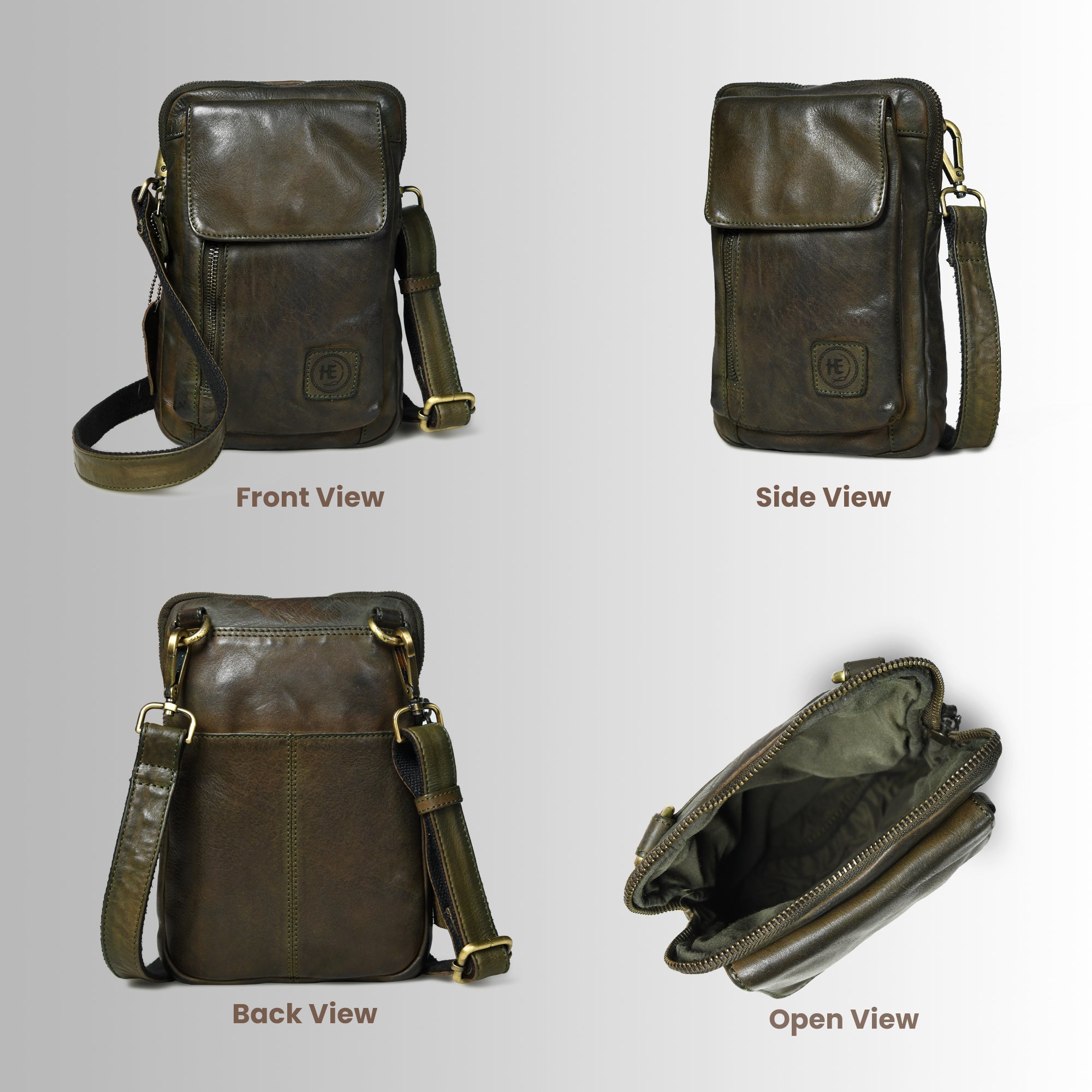 Vintage Explorer Crossbody Bag - olive Colour