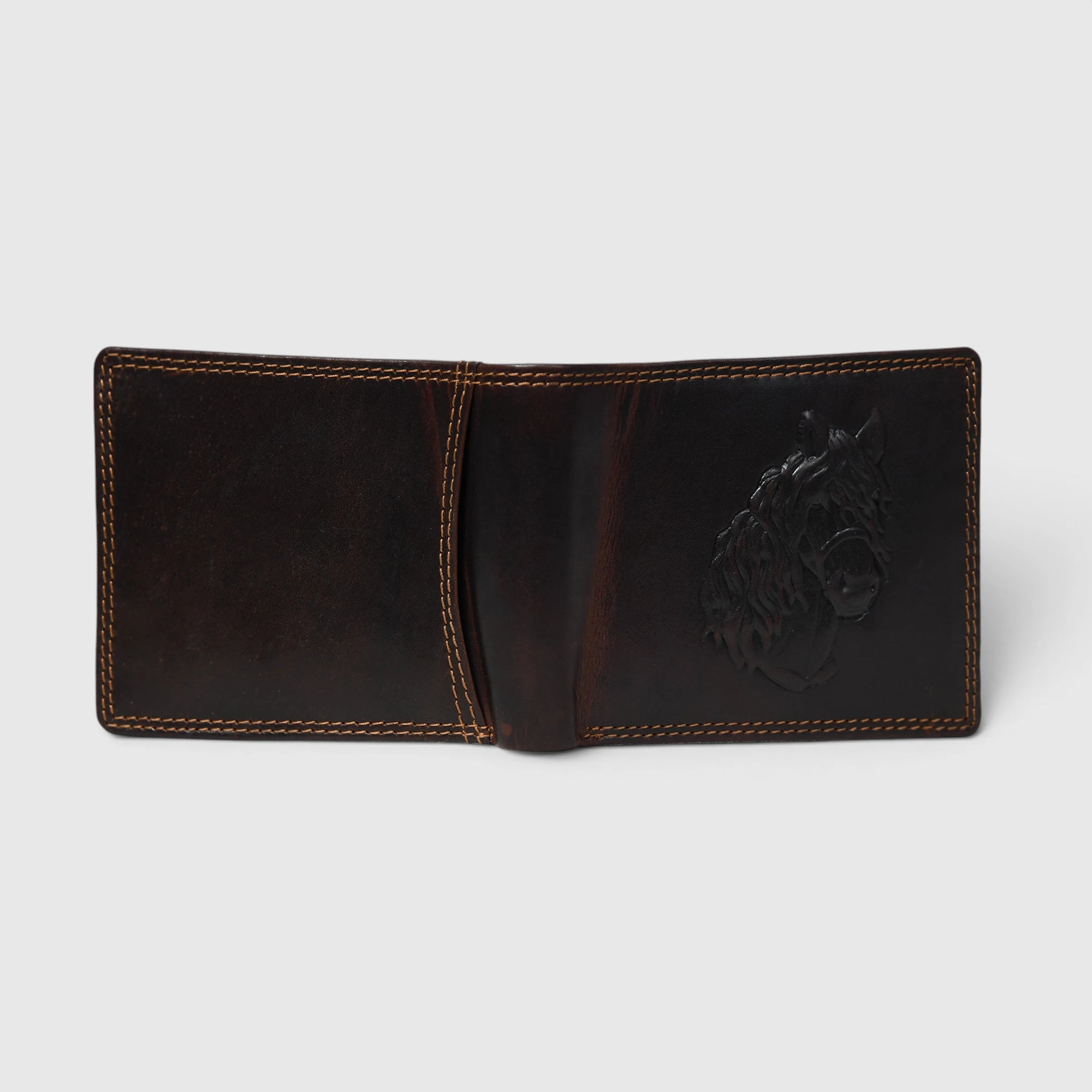 Stallion Crest Vintage Leather Bifold Wallet – Brown Colour