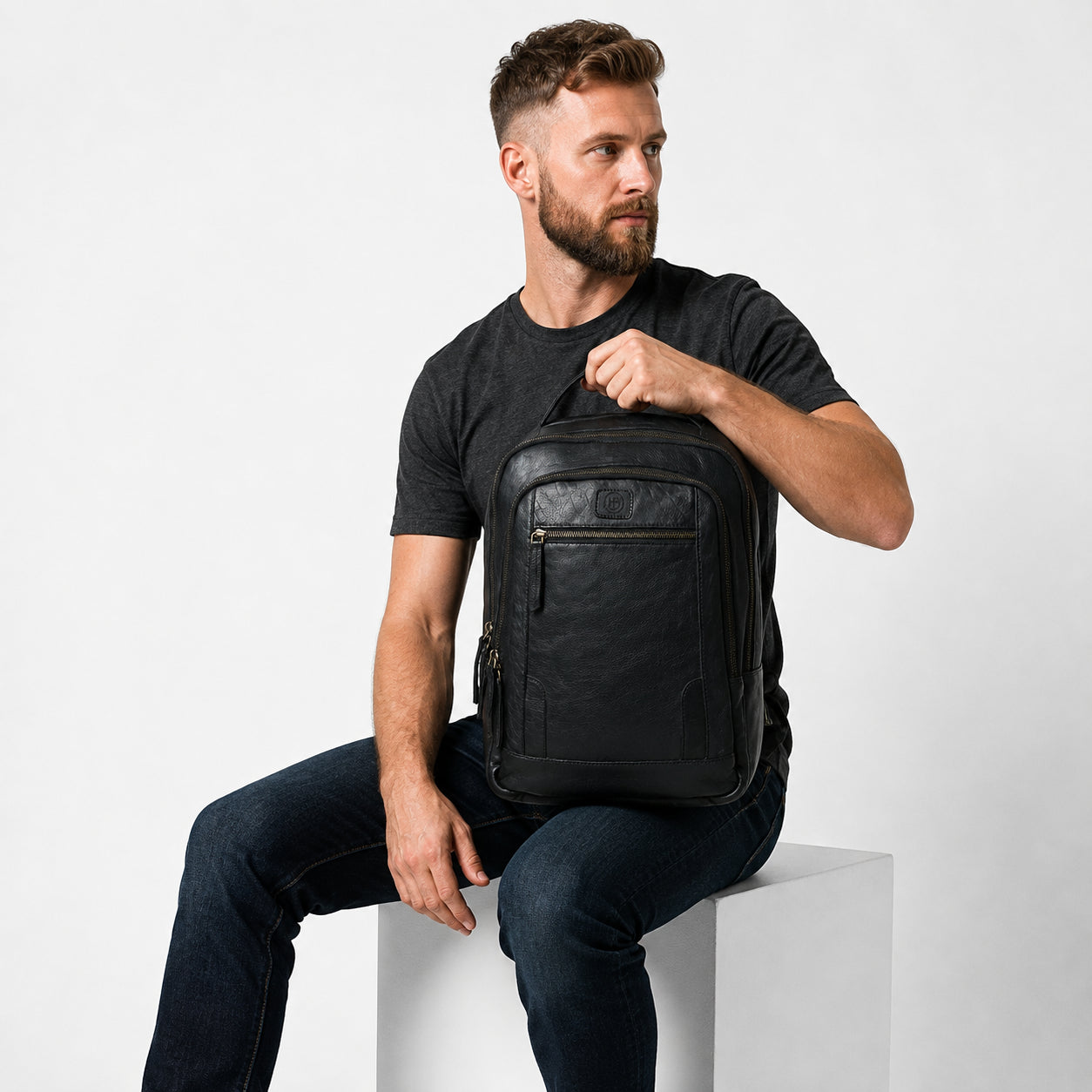 Hestern Trailmark Leather Backpack – Black color