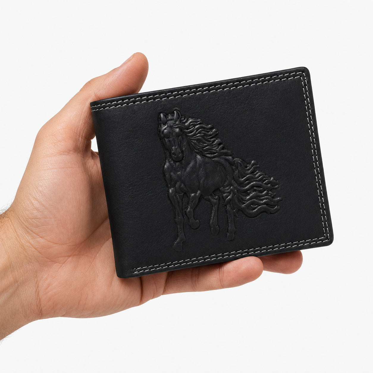 Midnight Stallion Leather Wallet – Black