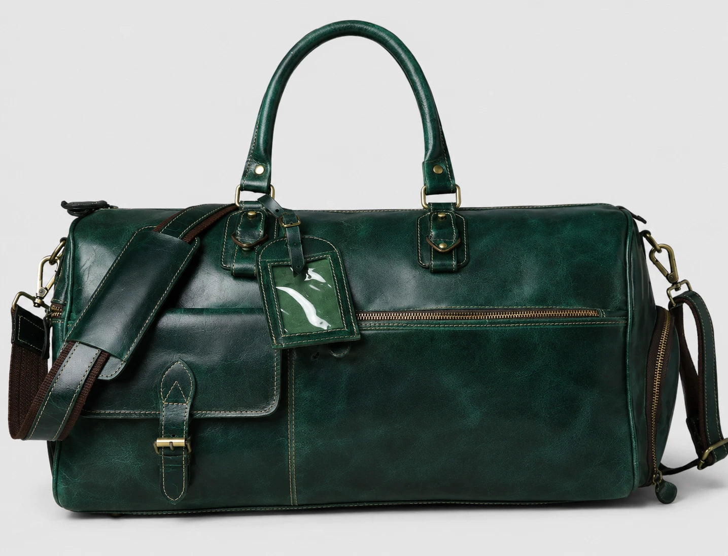 The Odyssey Leather Travel Duffle - Rich Green