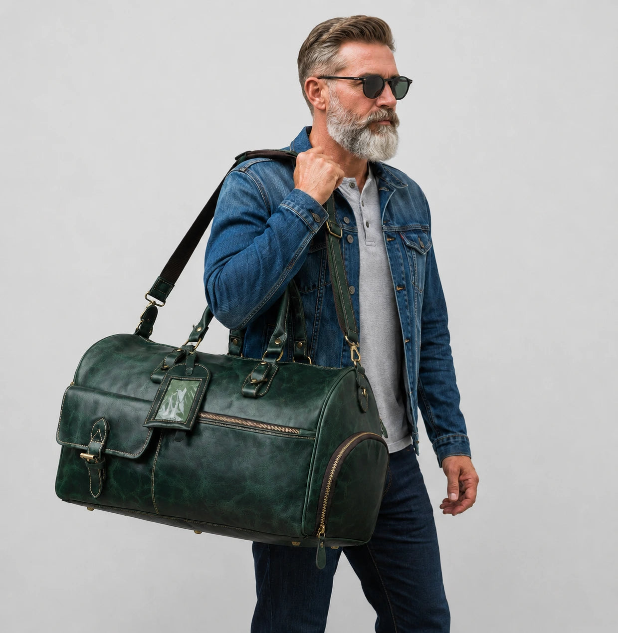 The Odyssey Leather Travel Duffle - Rich Green