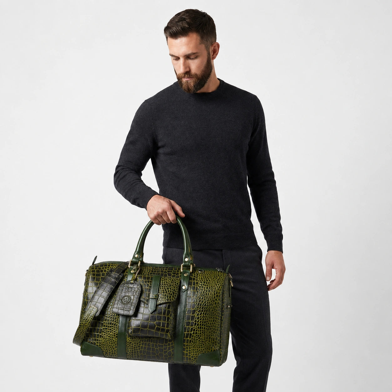 Scarlet Croco Voyager Duffle Bag - Olive Color