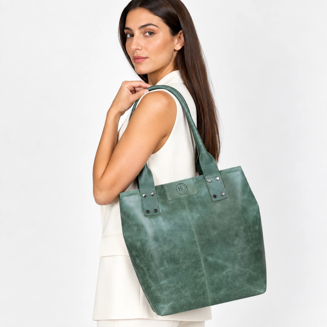 Aurelia Leather Carryall – Deep Moss
