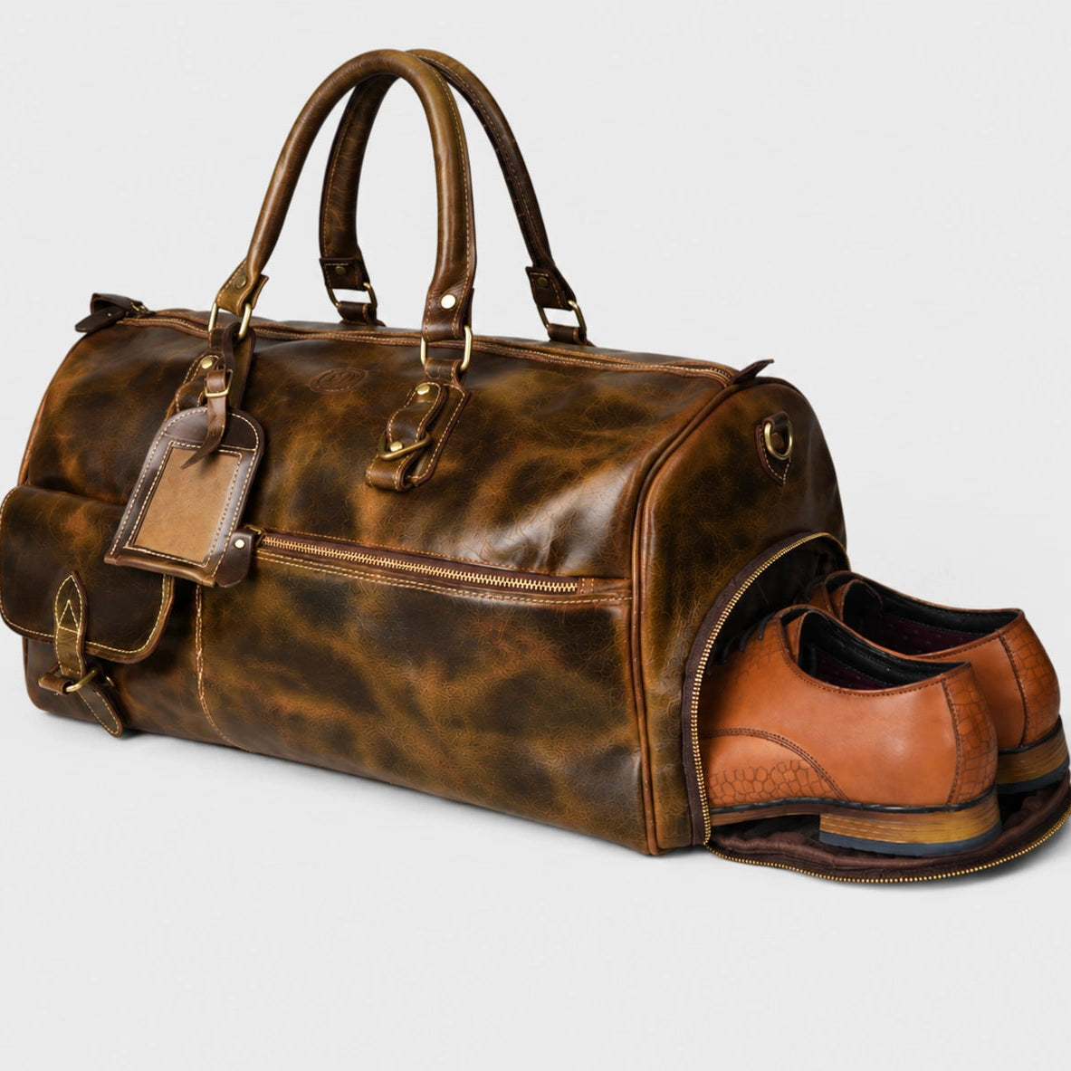 The Odyssey Leather Travel Duffle - Brown Colour