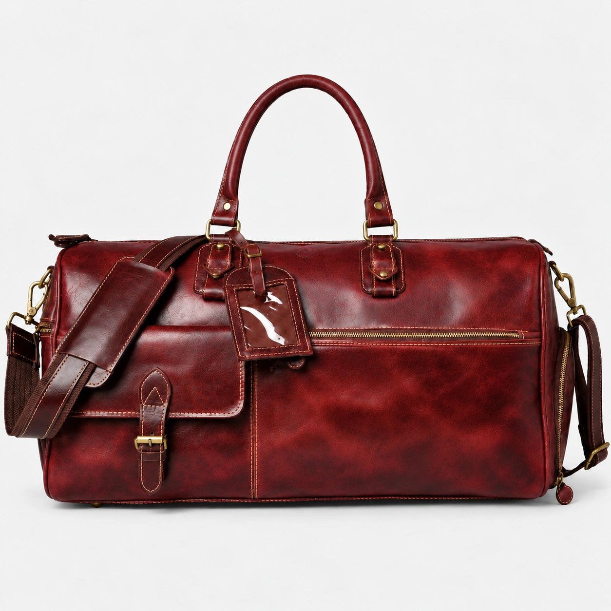 The Odyssey Leather Travel Duffle - Crimson Red
