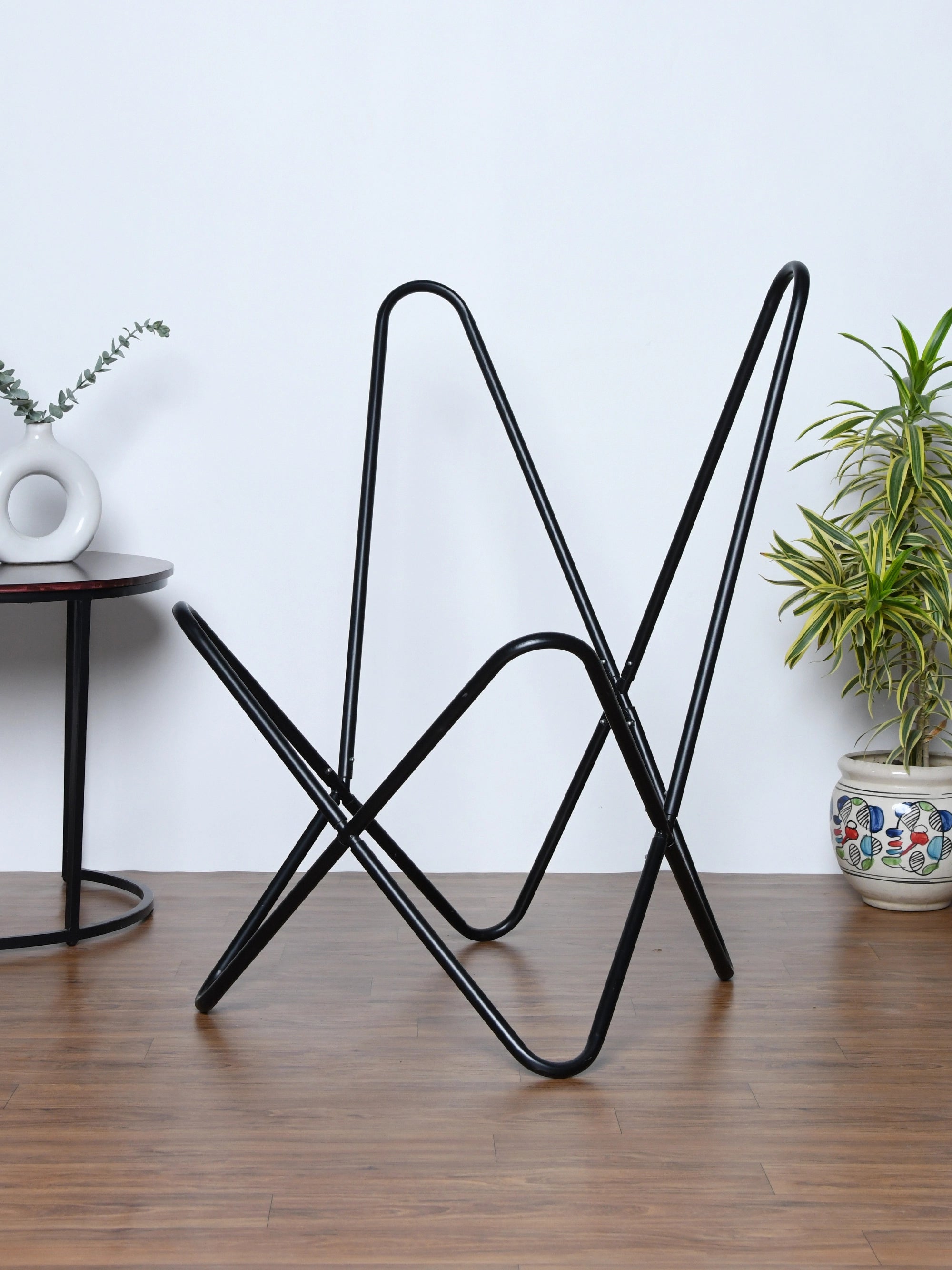 Genuine Goat Leather Butterfly Chair - Black Frame