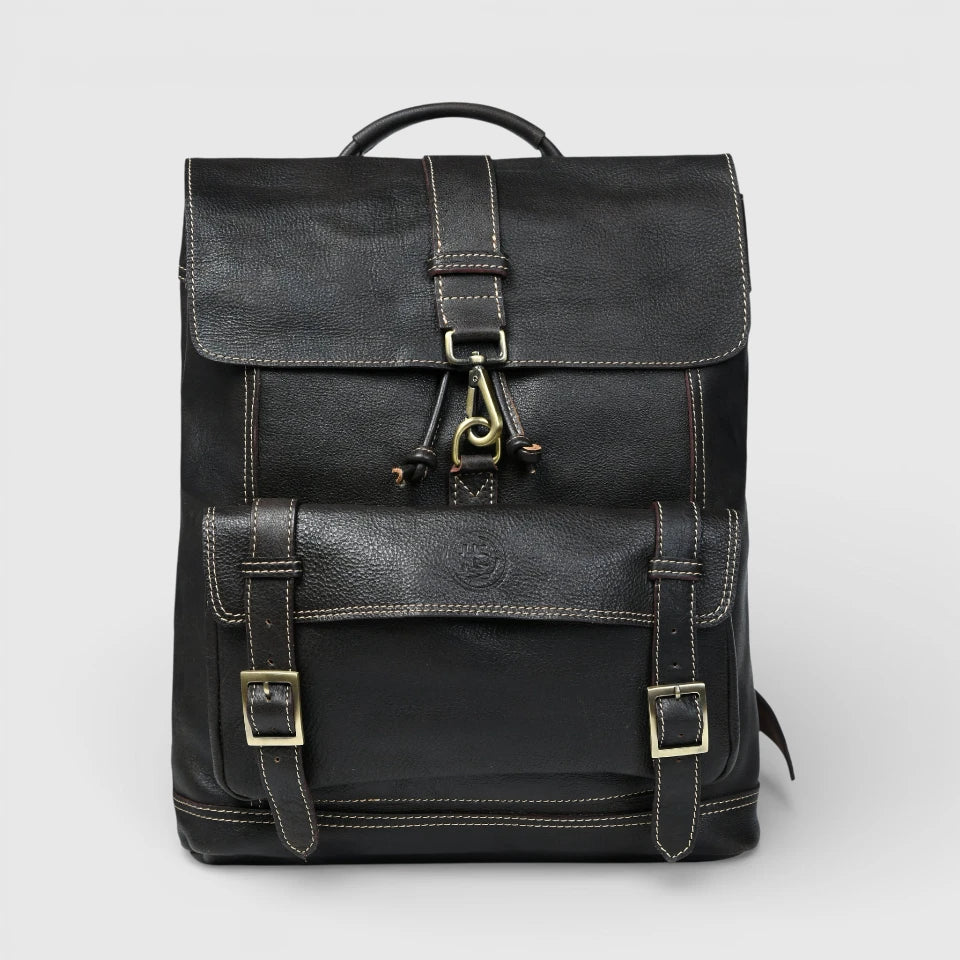 Heritage Explorer Vintage Leather Backpack – Multi-Pocket Travel & Work Backpack | Black colour