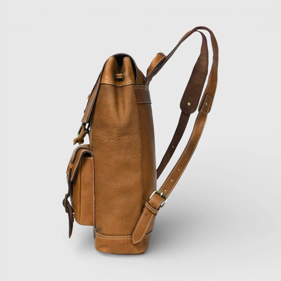 Heritage Explorer Vintage Leather Backpack – Multi-Pocket Travel & Work Backpack| Tan colour
