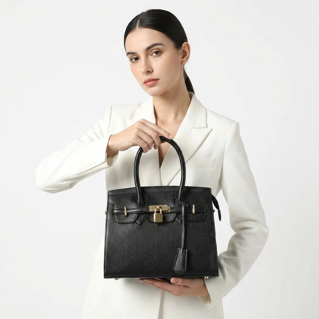 Milan Structured Handbag - Midnight Black