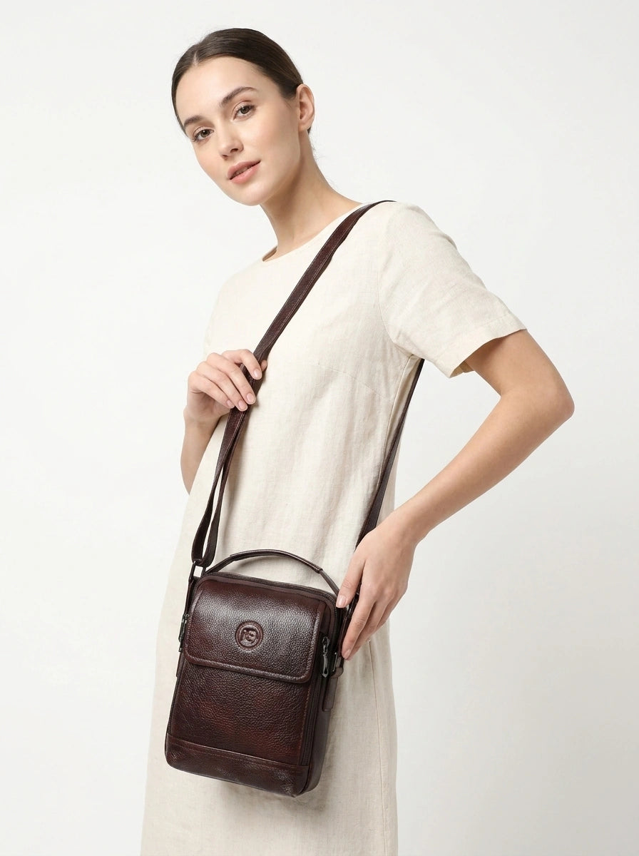 Mason Leather Crossbody Bag - Espresso Brown