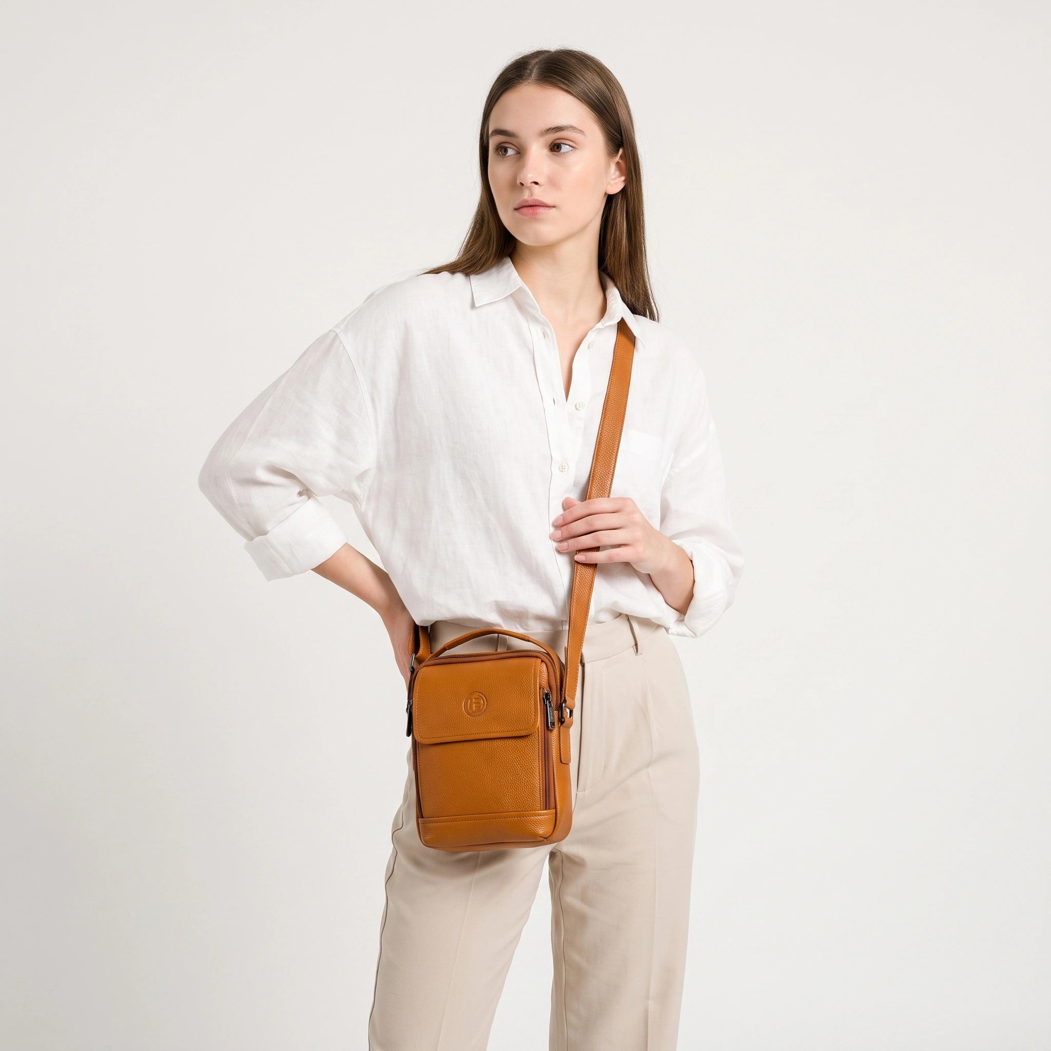 Mason Leather Crossbody Bag - Amber Tan