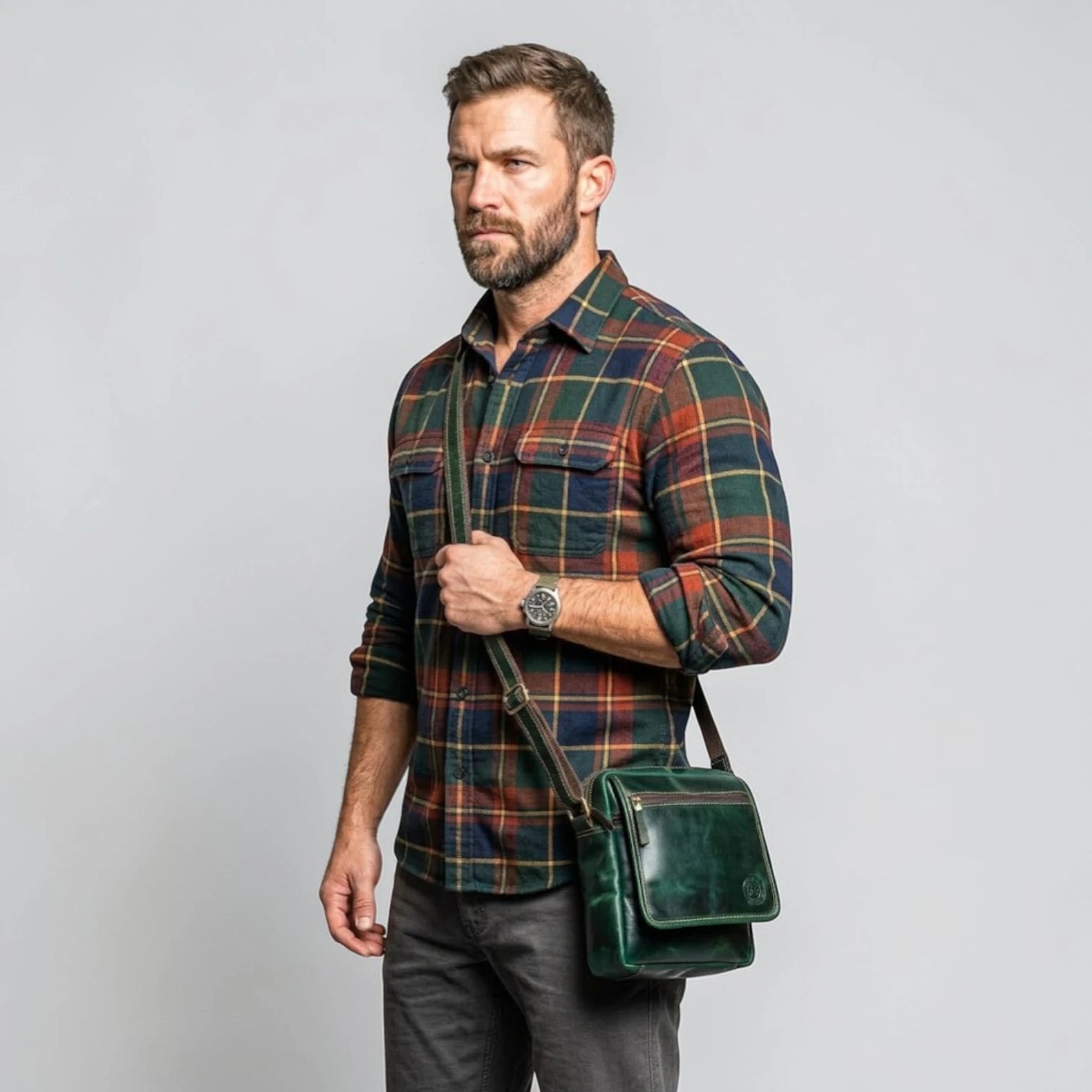 Explorer Vintage Leather Sling Bag - Rich Green