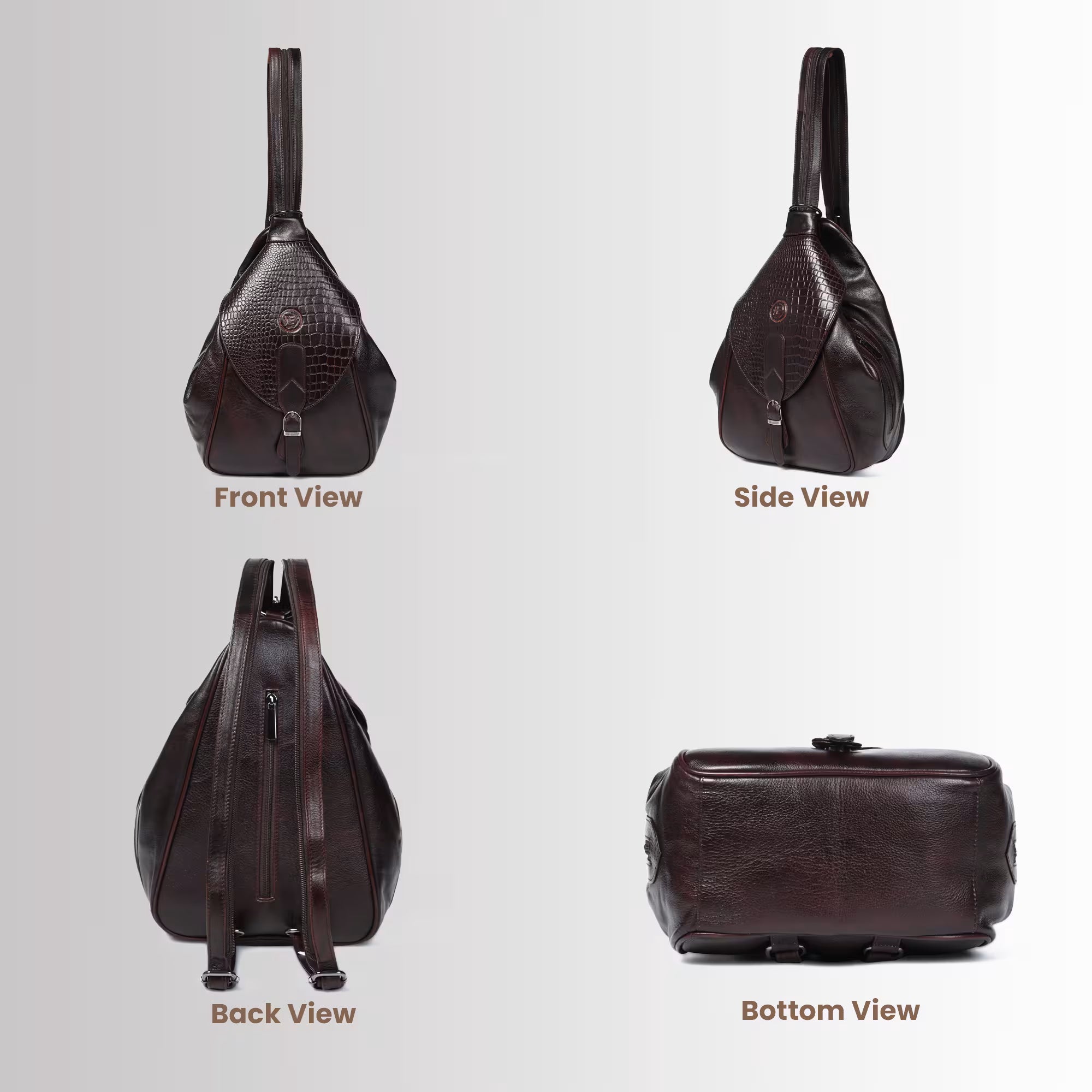 Croco Leather Shoulder Bag - Maroon colour