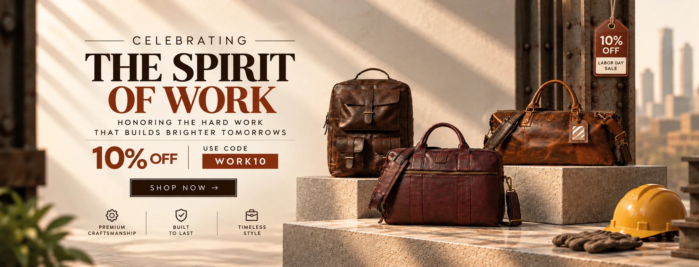 Celebrating the spirit of work — 10% off Hestore leather bags and briefcases with code WORK10